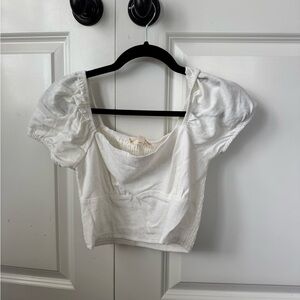 PacSun White Puff Sleeve Crop Top